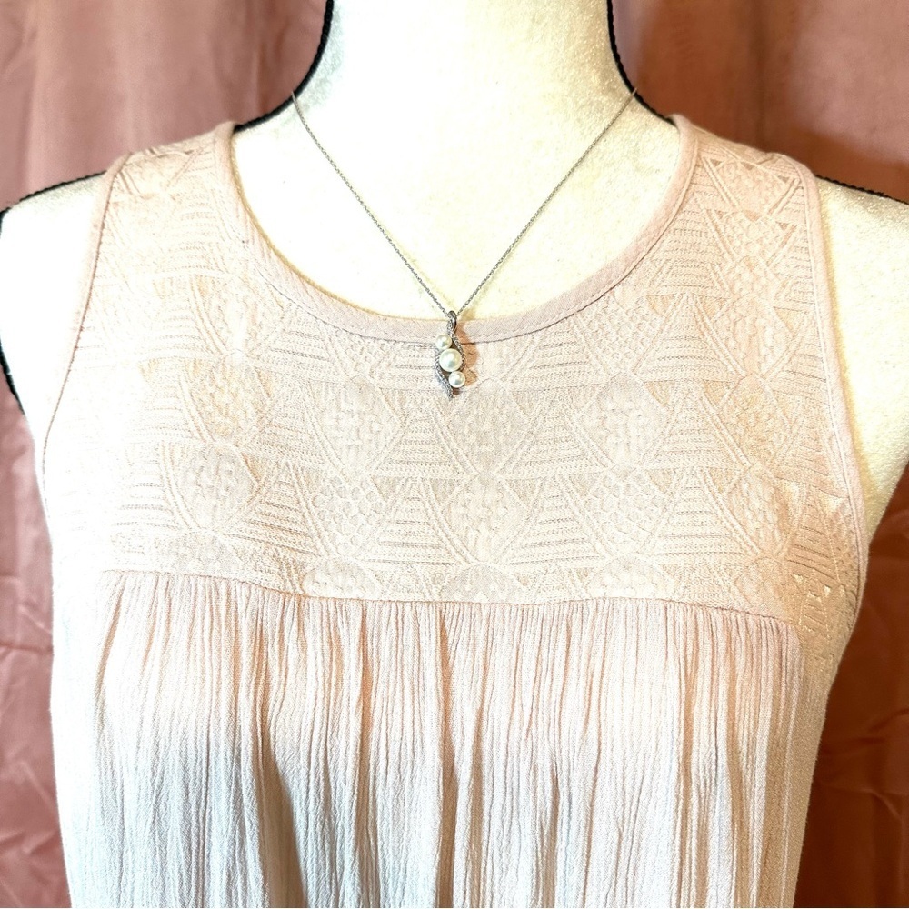White Pearl | White Sapphire Sterling Silver Pendant & Rope Chainlink Necklace - Picture 5 of 16